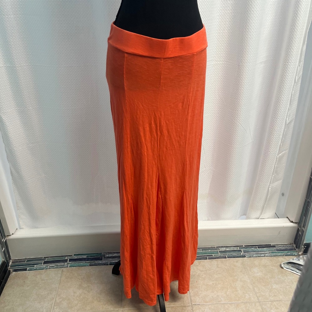 Tommy Bahama Arden Womens XS Orange Cotton Jersey Maxi Skirt Flowy Hem